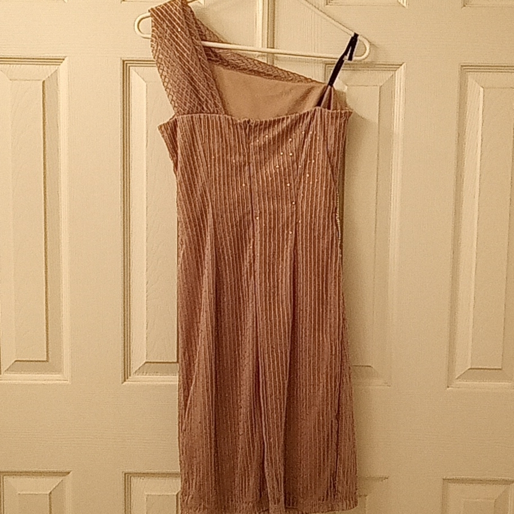 Nwot David Meister champagne sequin beaded dress - Picture 4 of 7